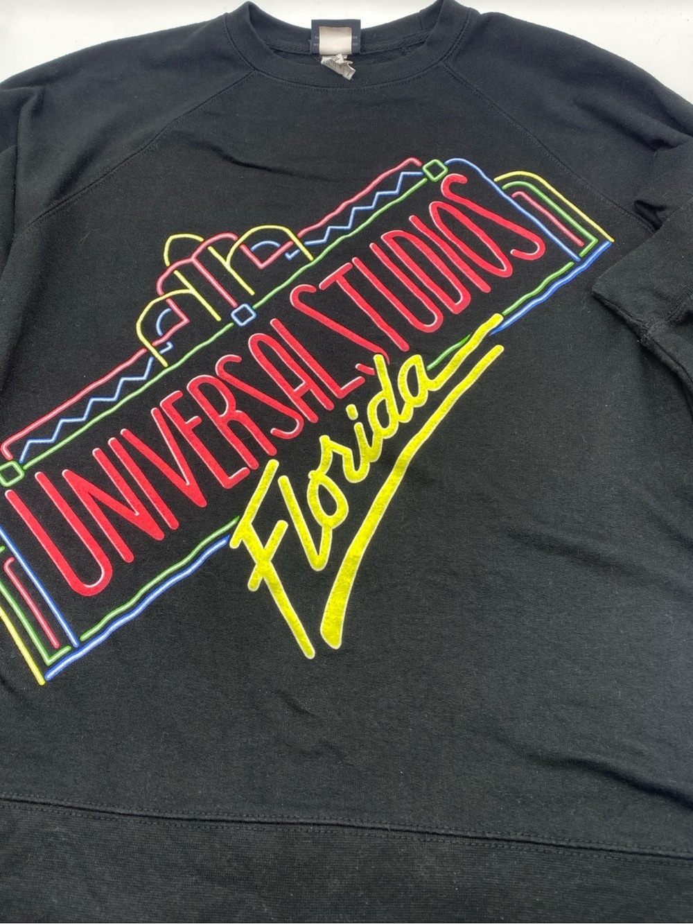 Universal Studios Florida Black Retro Neon Crewneck Sweatshirt Small Women